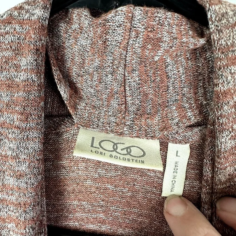 LOGO Lori Goldstein Sleeveless Cardigan Spacedye Drape Front‎ size Large